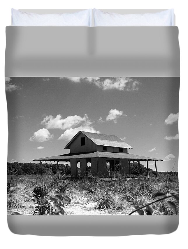 Grass Island Duvet Cover featuring the photograph Alone on the Island by Catie Canetti