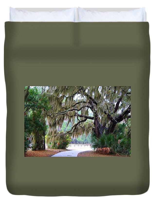 Path Duvet Cover featuring the photograph Along the Path by Kathryn Meyer