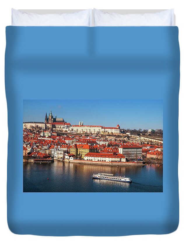 Jenny Rainbow Fine Art Photography Duvet Cover featuring the photograph Along the River Vltava. Old Prague by Jenny Rainbow