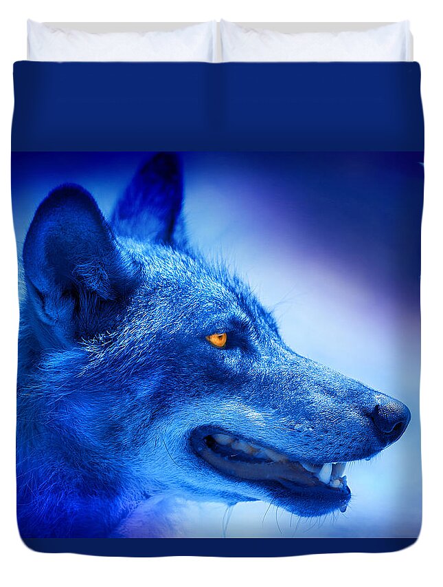 Wolf Duvet Cover featuring the photograph Alpha Wolf by Mal Bray