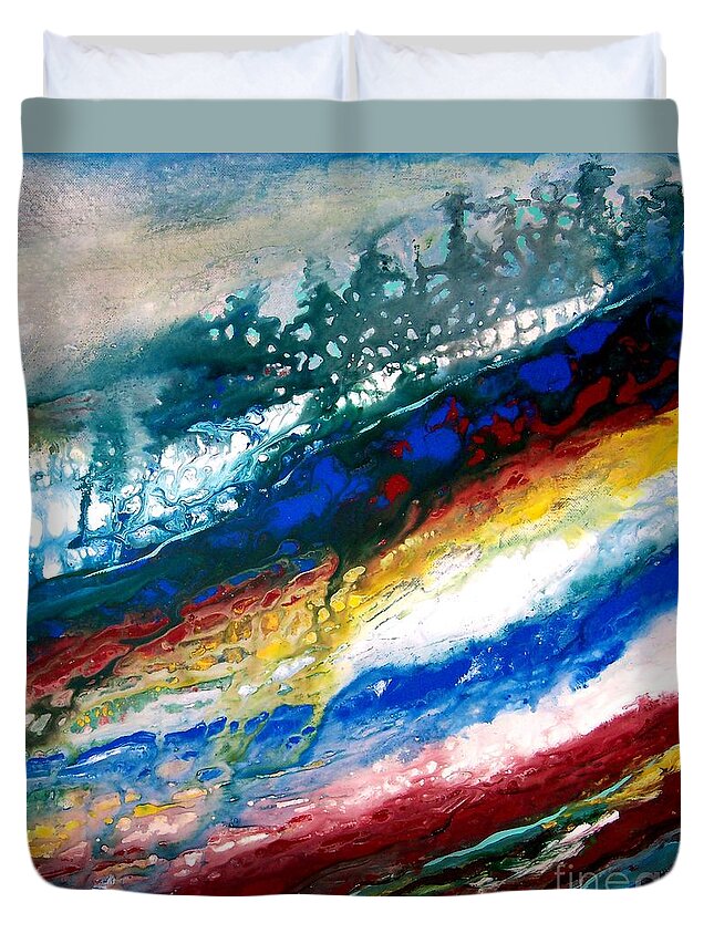 Rivers Duvet Cover featuring the painting Alpine River Run by Pat Davidson