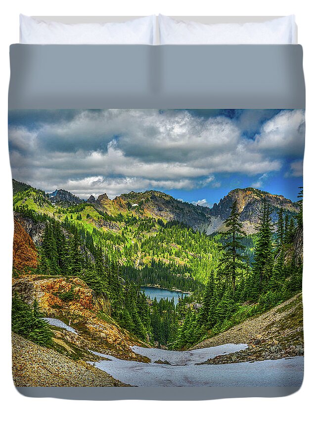 Landscape Duvet Cover featuring the photograph Alpine Solitude by Jason Brooks