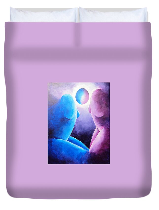 Purple Duvet Cover featuring the painting Always... In my prayers by Jennifer Hannigan-Green