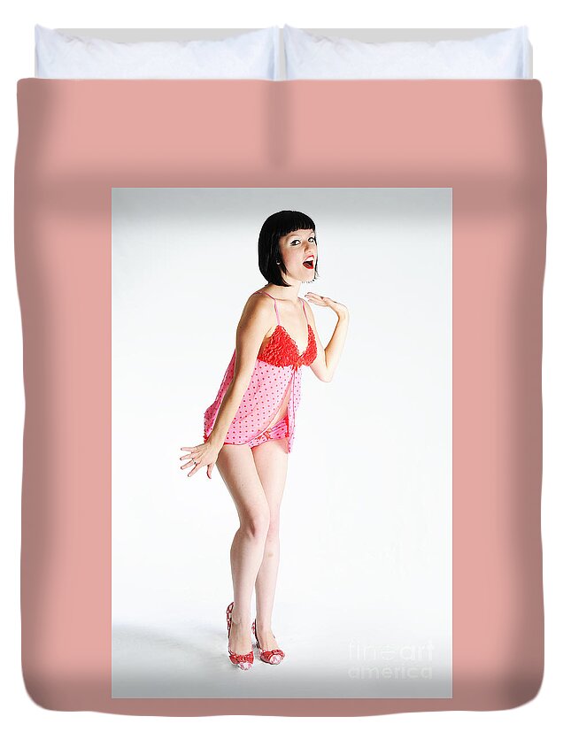 Pink Duvet Cover featuring the photograph Am I in Trouble? by Robert WK Clark