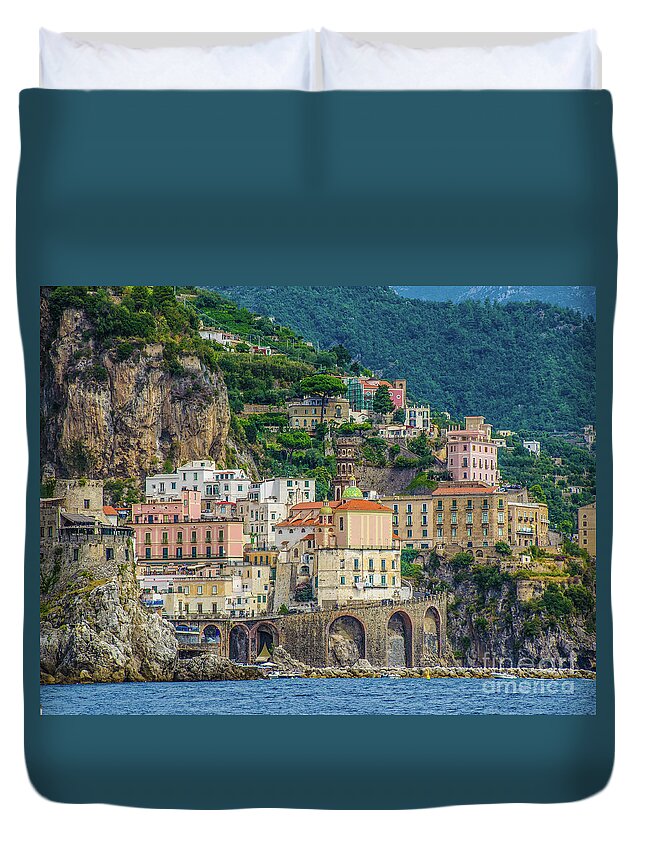Amalfi Town Duvet Cover featuring the photograph Amalfi-Amalfi Coast by Maria Rabinky