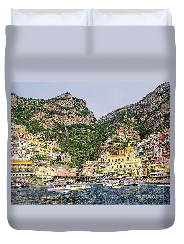 Amalfi Coast Duvet Cover featuring the photograph Amalfi Coast. View from the sea by Maria Rabinky