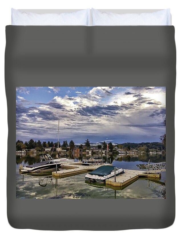 Devils Lake Duvet Cover featuring the photograph Devils Lake Oregon #5 by J R Yates