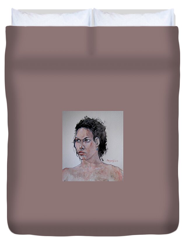Female Duvet Cover featuring the painting Amber B III by Ray Agius
