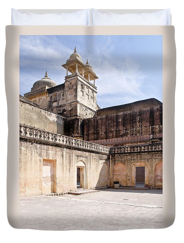 Amber Fort Duvet Cover featuring the photograph Amber Fort. Towers. by Elena Perelman