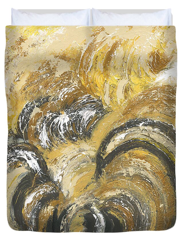 Energy Duvet Cover featuring the painting Amber is the Color of Your Energy by Ania M Milo