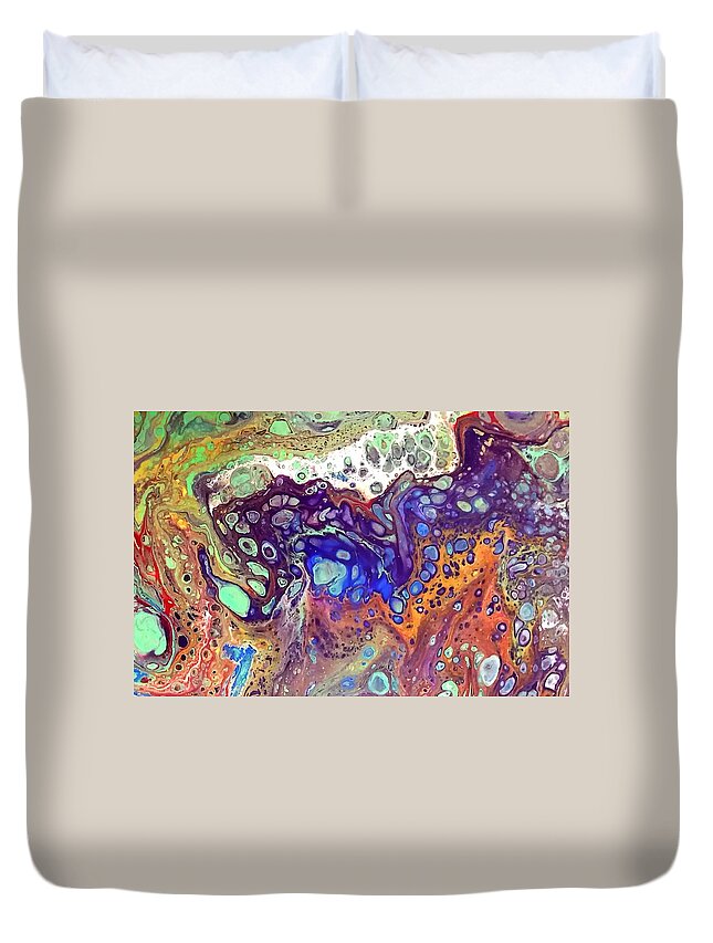 Abstract Duvet Cover featuring the painting Amber Rave by Gertrude Palmer