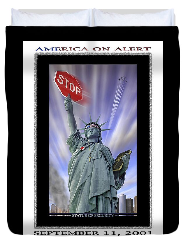 Surrealism Duvet Cover featuring the photograph America On Alert II by Mike McGlothlen
