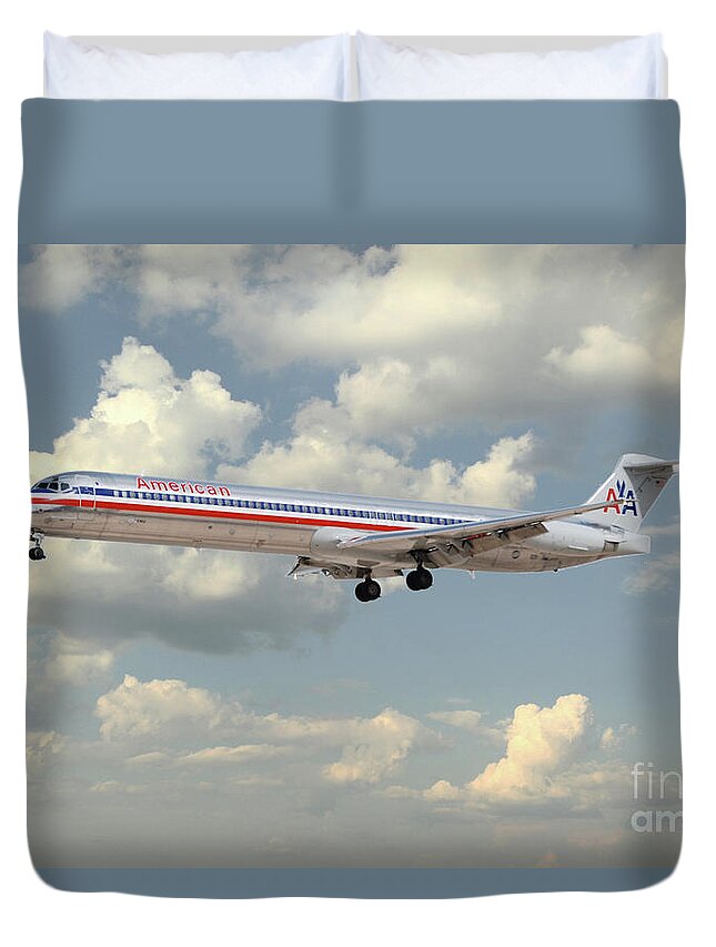 Md80 Duvet Cover featuring the digital art American Airlines MD-80 by Airpower Art