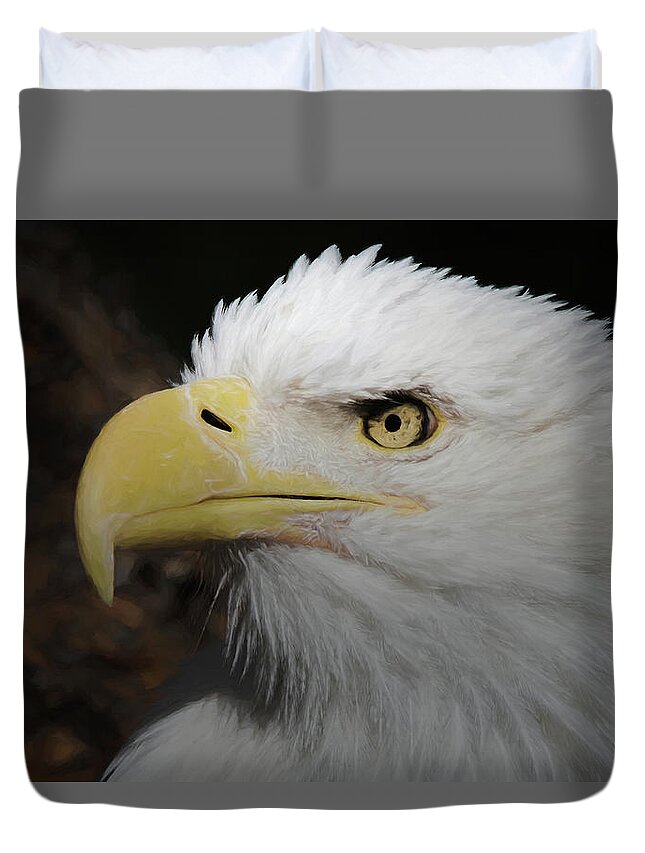 American Bald Eagle Duvet Cover featuring the digital art American Bald Eagle Portrait 2 by Ernest Echols
