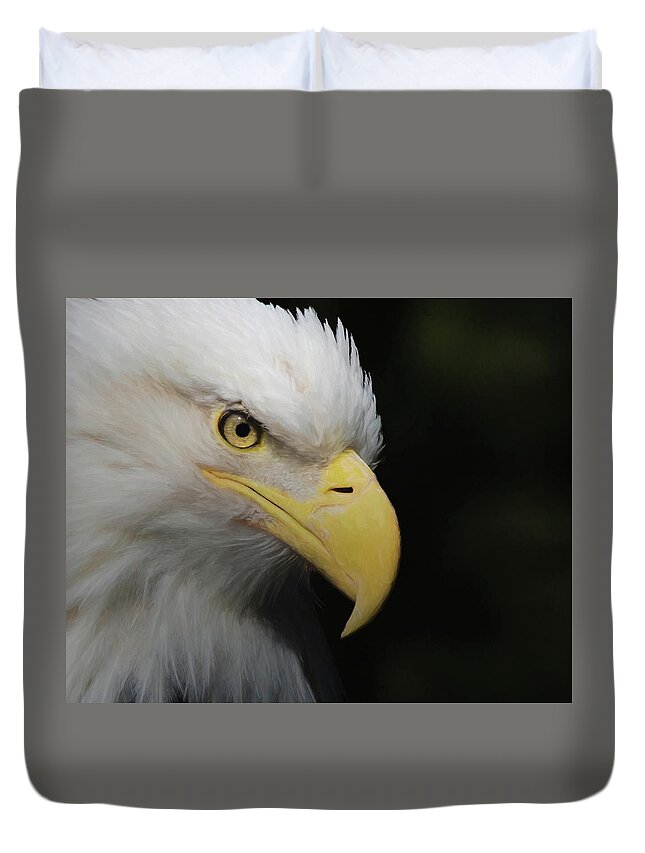 American Bald Eagle Duvet Cover featuring the digital art American Bald Eagle Portrait 4 by Ernest Echols