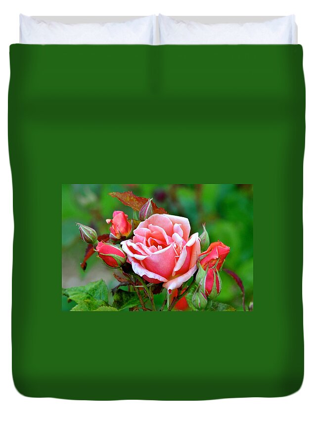 Floral Duvet Cover featuring the photograph American Beauty by Emerita Wheeling