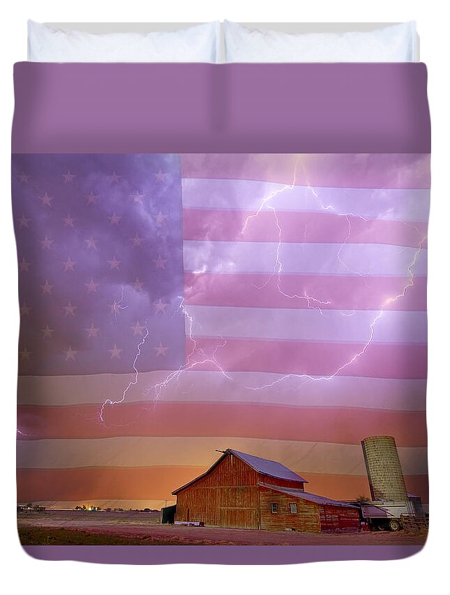 American Duvet Cover featuring the photograph American Country Stormy Night by James BO Insogna