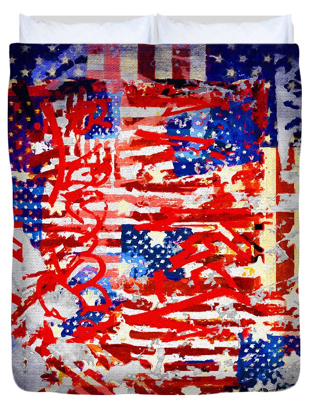 American Graffiti Duvet Cover featuring the painting American Graffiti Presidential Election 1 by Tony Rubino