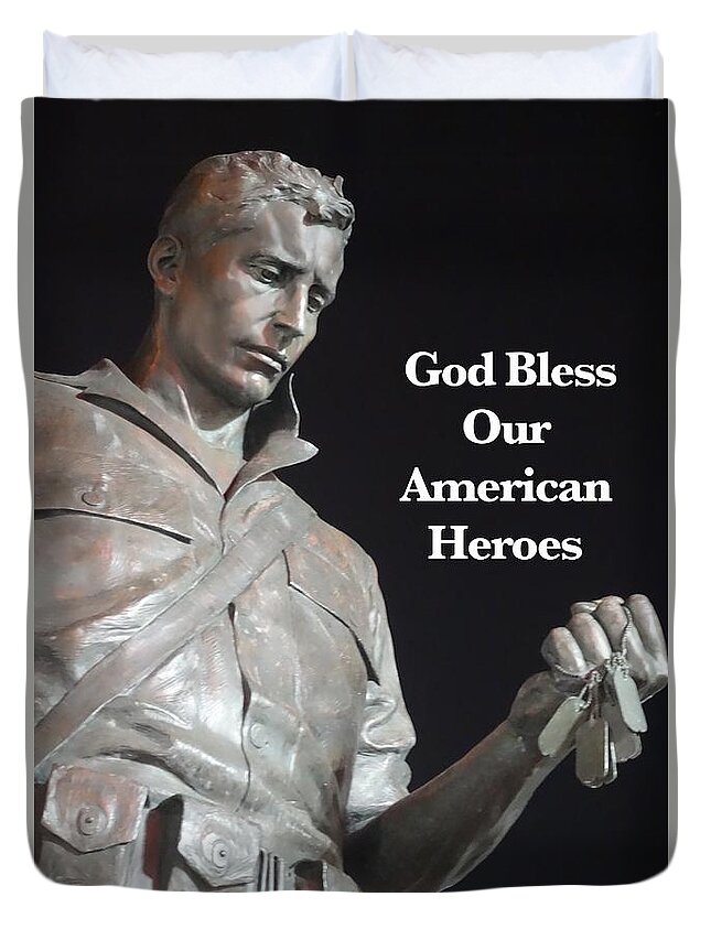 American Soldier Duvet Cover featuring the photograph American Hero by Joan Reese