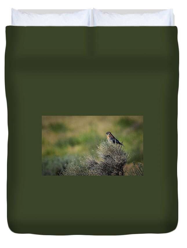 Kestrel Duvet Cover featuring the photograph American Kestrel 2 by Rick Mosher