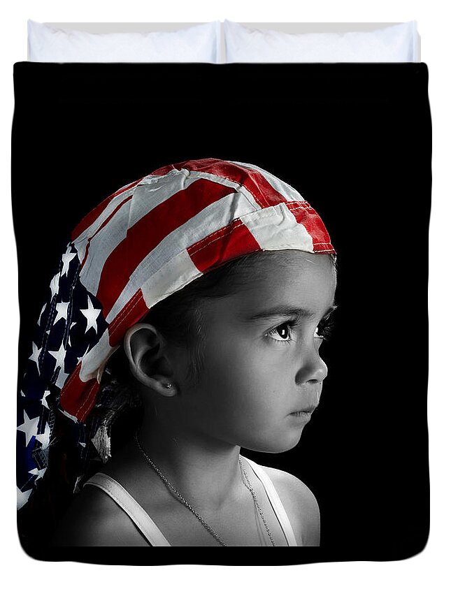 Little Girl Duvet Cover featuring the photograph American Portrait by Kevin Cable