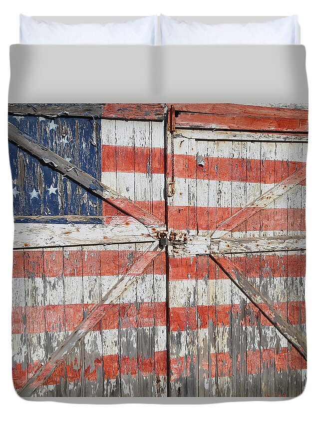 Flag American Barn Duvet Cover featuring the photograph American Pride by Robert Och