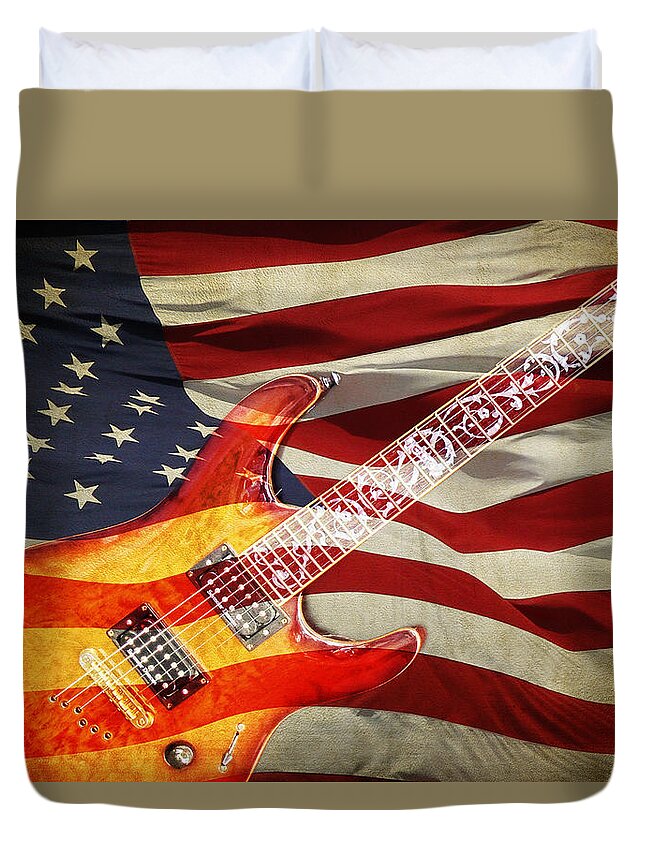 Guitar Duvet Cover featuring the photograph American Rock by Steve McKinzie