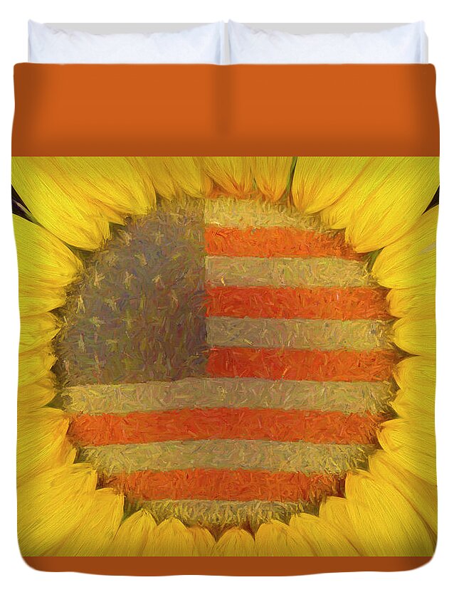 Sunflower Duvet Cover featuring the photograph American Sunshine by James BO Insogna