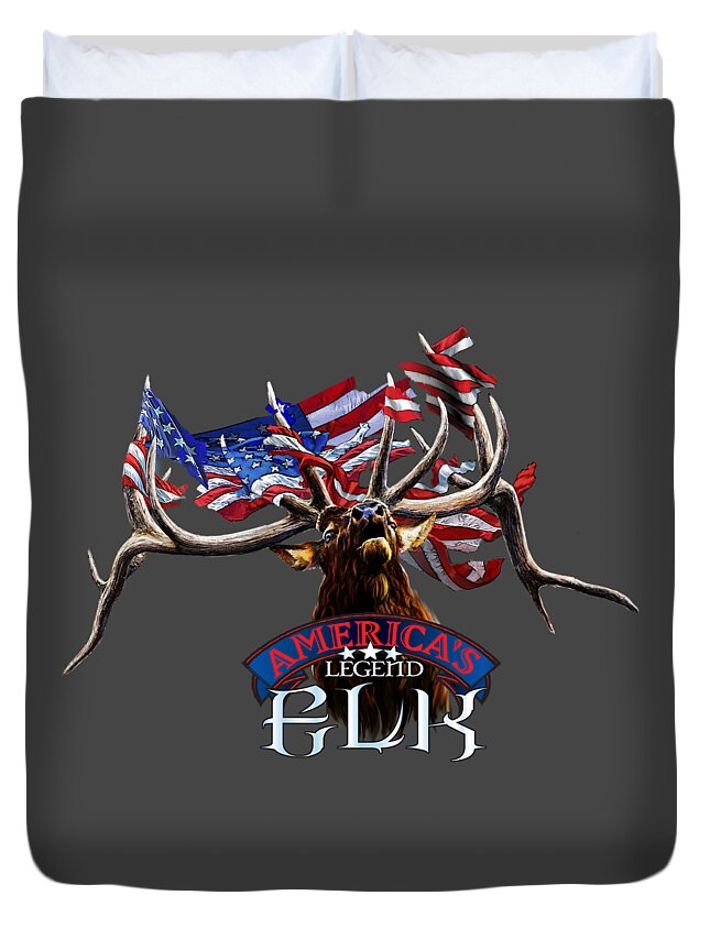 Elk Duvet Cover featuring the drawing America's legend Elk by Robert Corsetti