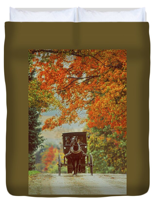 Amish Duvet Cover featuring the photograph Amish Autumn by Carrie Ann Grippo-Pike