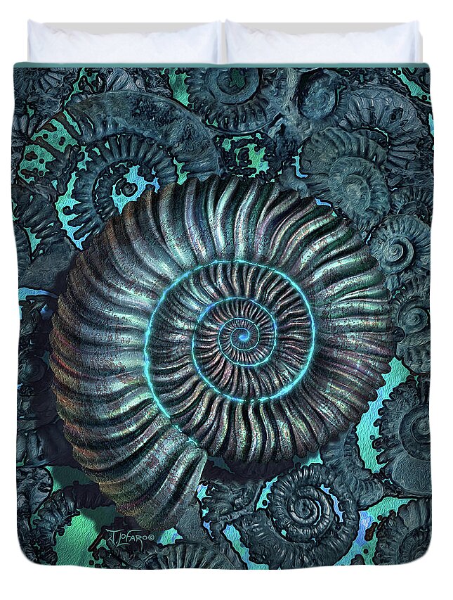 Ammonite Duvet Cover featuring the digital art Ammonite 3 by Jerry LoFaro