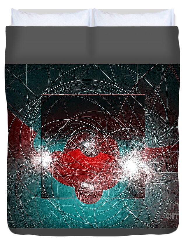 Blue Duvet Cover featuring the digital art Among us by Vix Edwards