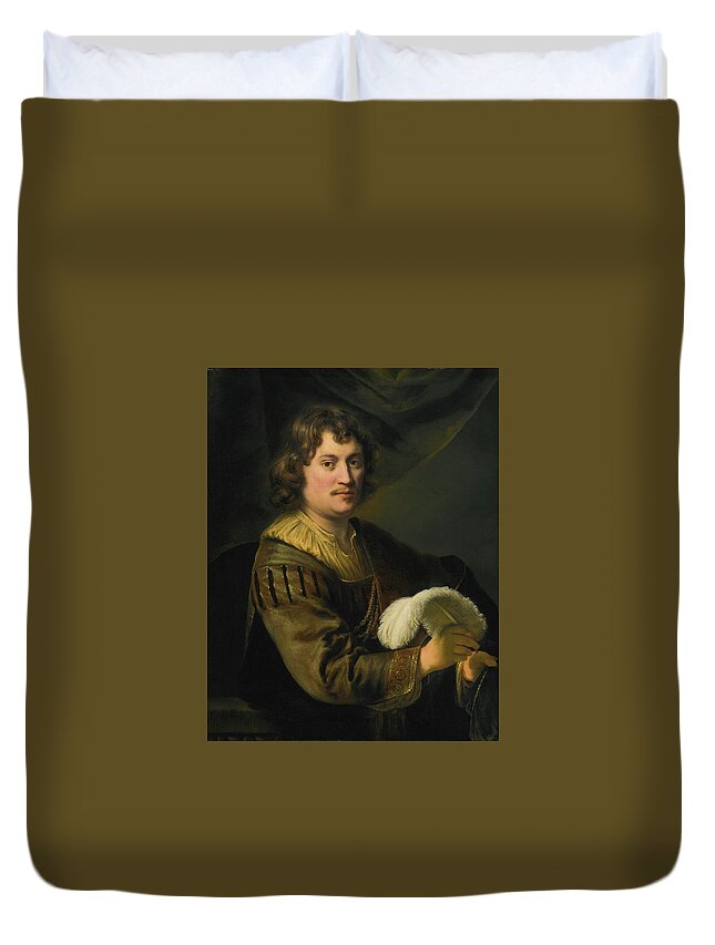 Ferdinand Bol Dordrecht 1616 - 1680 Amsterdam Portrait Of A Man Duvet Cover featuring the painting Amsterdam Portrait Of A Man by MotionAge Designs