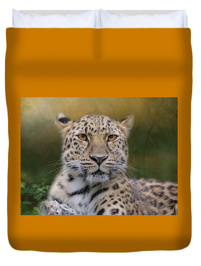 Leopard Duvet Cover featuring the photograph Amur Leopard by Patti Deters