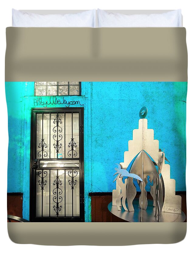 House Duvet Cover featuring the photograph An Artsy House in Brooklyn New York by Funkpix Photo Hunter