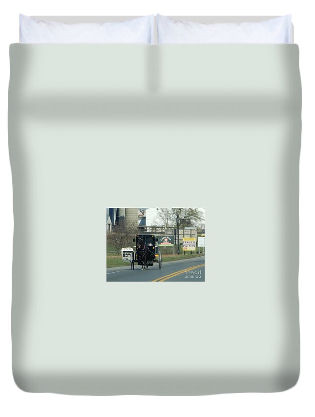 Amish Duvet Cover featuring the photograph An Evening Ride by Christine Clark
