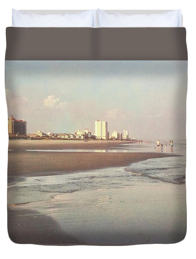 Photograph Duvet Cover featuring the photograph An Evening Walking the Grand Strand by Melissa D Johnston