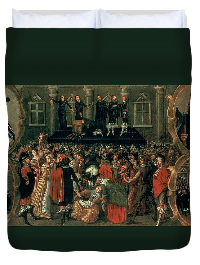Eyewitness Duvet Cover featuring the painting An Eyewitness Representation of the Execution of King Charles I by John Weesop
