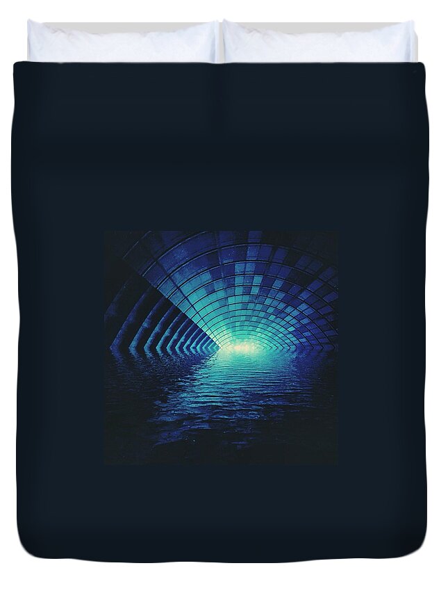 Circle Duvet Cover featuring the photograph An Ocean Builds Beneath by Bob Hedlund