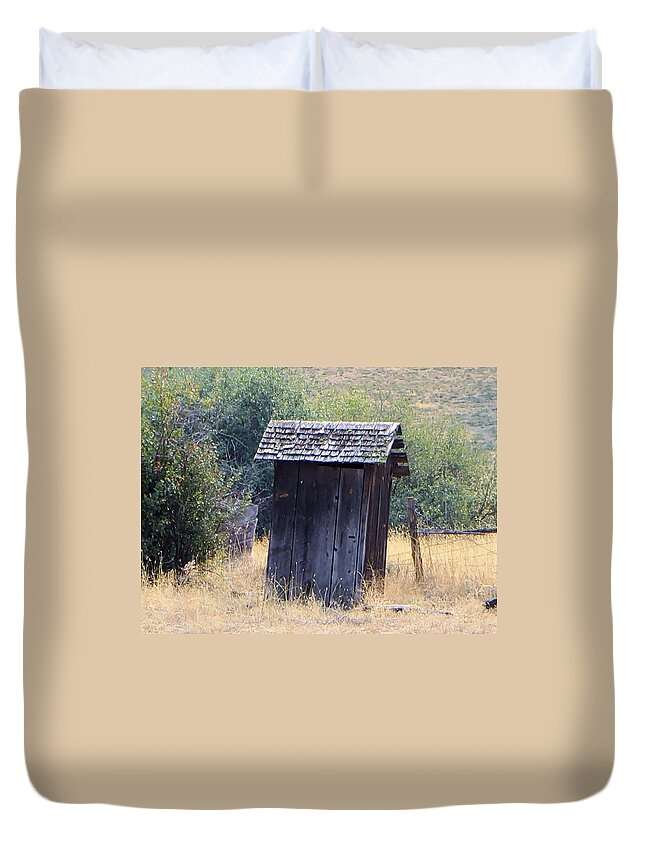 Outhouses Duvet Cover featuring the photograph An Old Outhouse by Jeff Swan