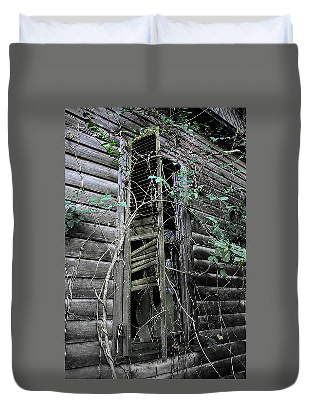 Old Home Duvet Cover featuring the photograph An Old Shuttered Window by Lynn Jordan
