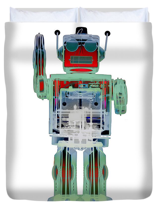 X-ray Art Duvet Cover featuring the photograph AN0D3 X-ray Robot Art No.3 by Roy Livingston