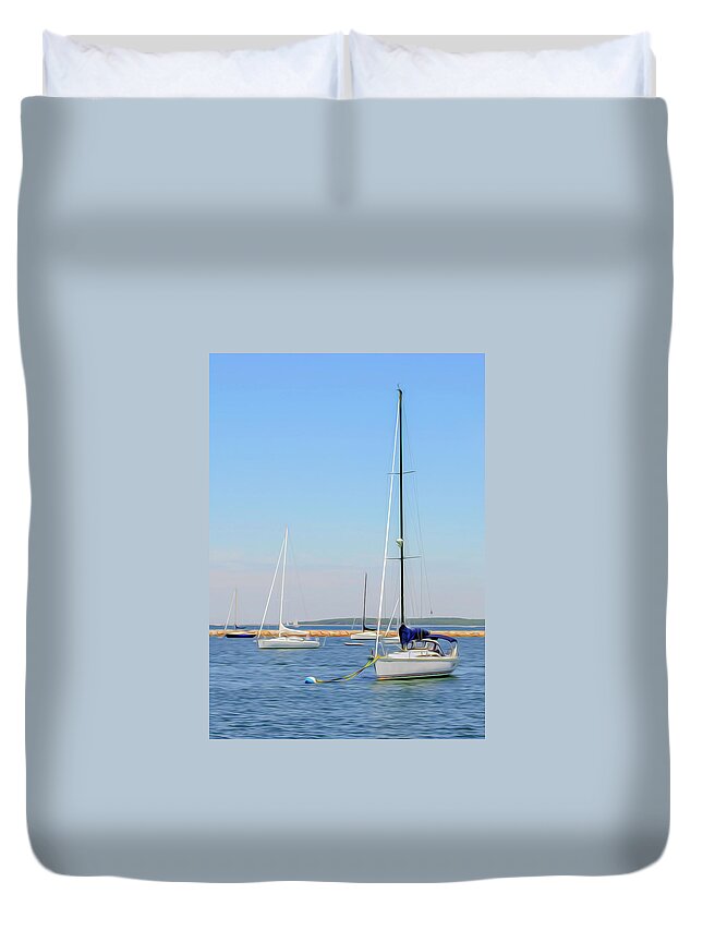 Harbor Duvet Cover featuring the photograph Anchored by Keith Armstrong