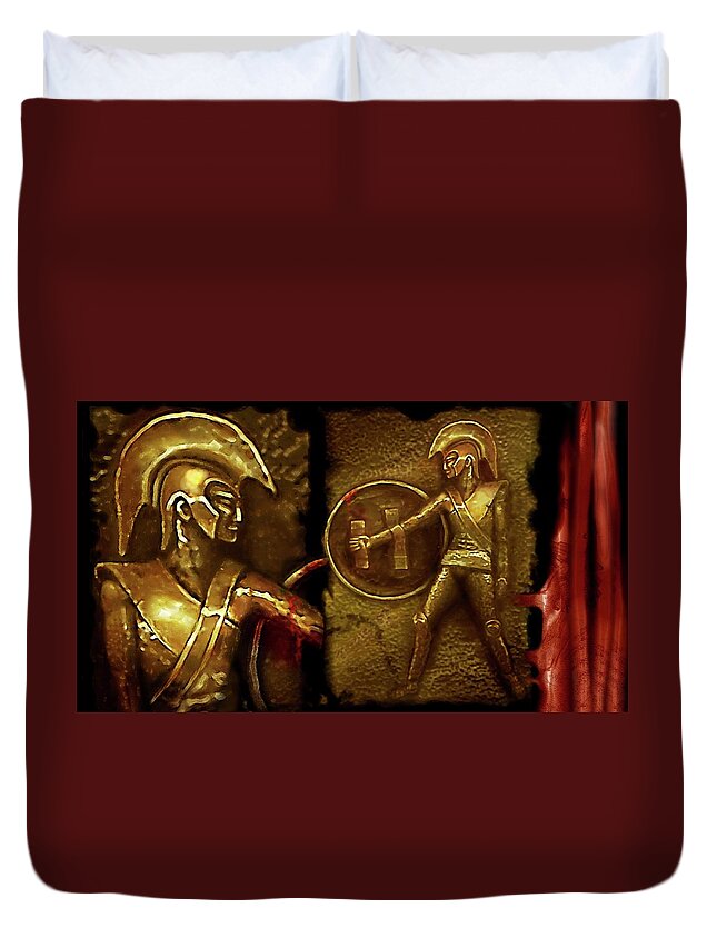 Heroes Duvet Cover featuring the relief Ancient Heroes Or . . . by Hartmut Jager