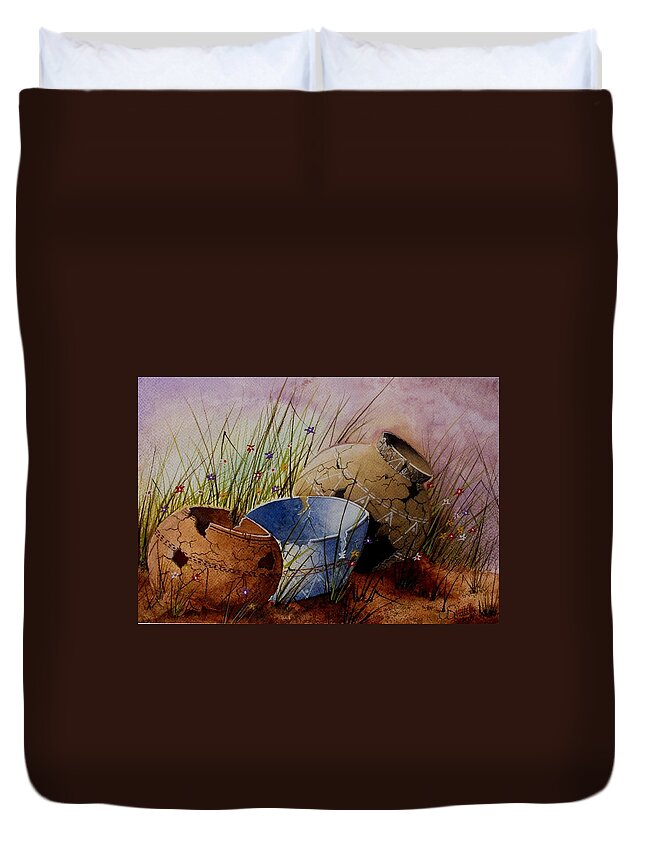 American Duvet Cover featuring the painting Ancient Relics a Paint along with Jerry Yarnell' study. by Jimmy Smith