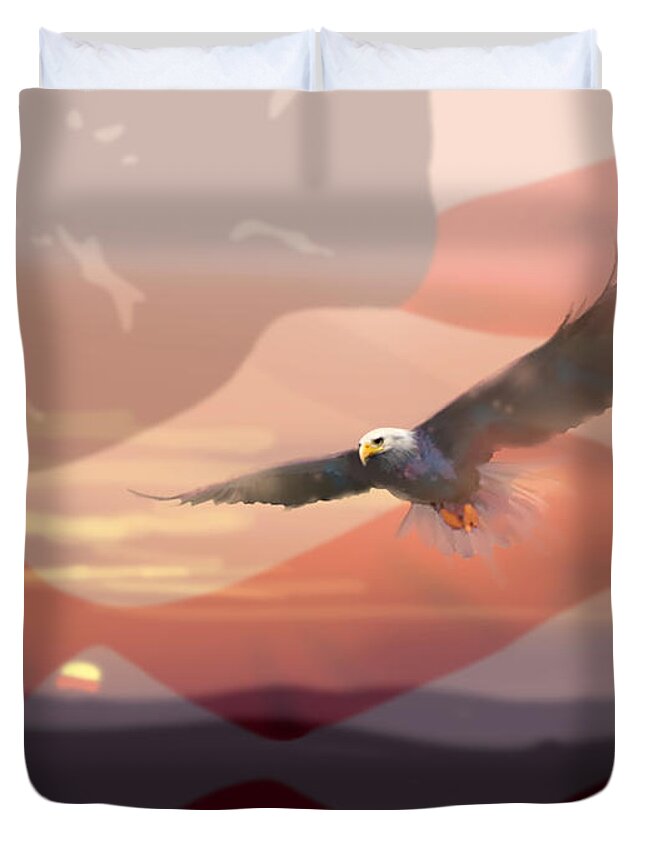 Eagle Duvet Cover featuring the painting And the Eagle Flies by Paul Sachtleben