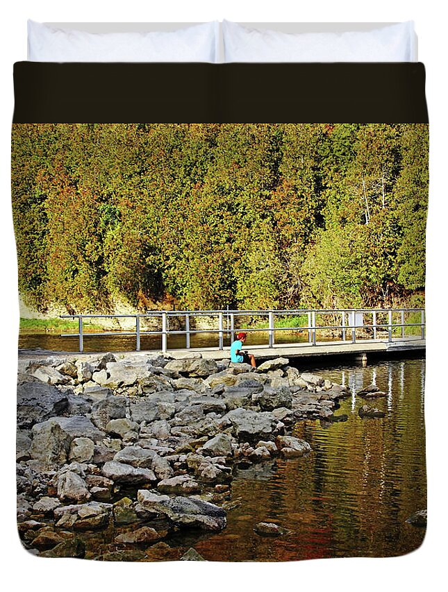 Fishing Duvet Cover featuring the photograph And The Fishing Is Easy by Debbie Oppermann