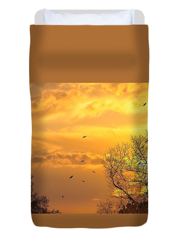 Sunsets Duvet Cover featuring the photograph And Watching The Sun Fall by Jan Amiss Photography