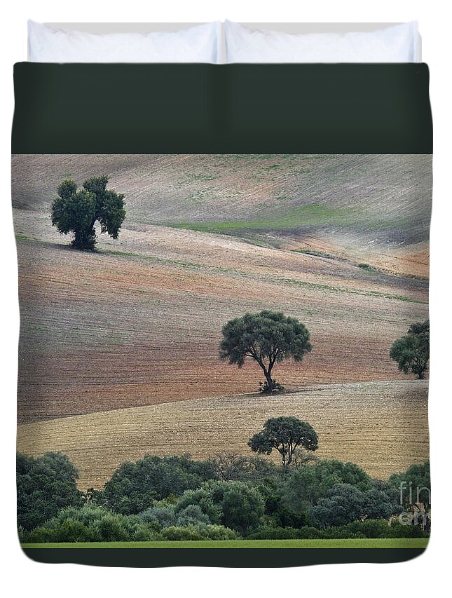 Landscape Duvet Cover featuring the photograph Andalusian Landscape by Heiko Koehrer-Wagner