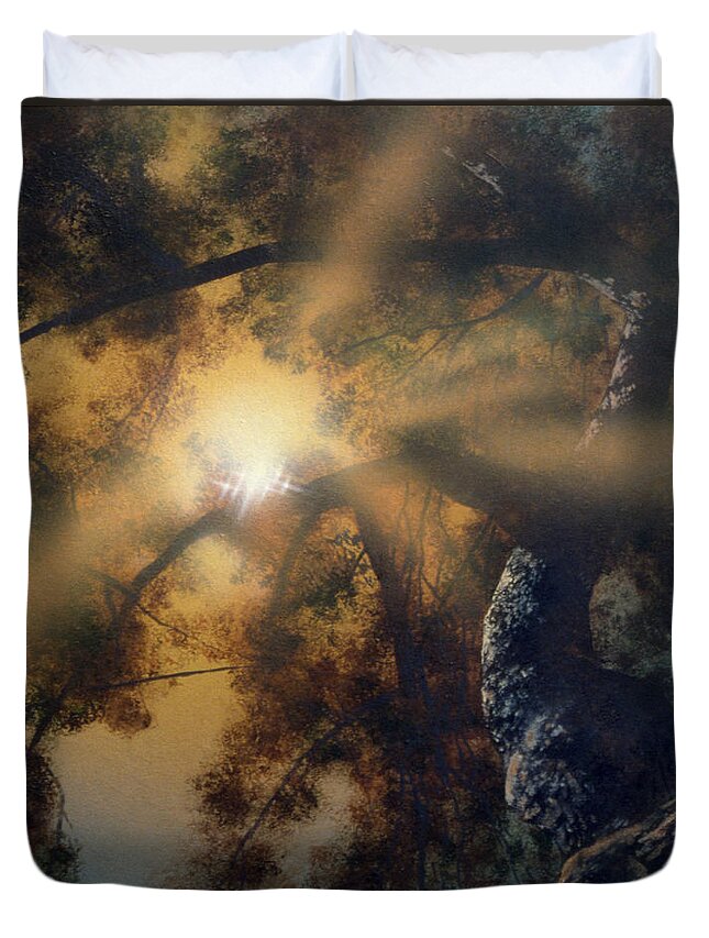 Oak Tree Duvet Cover featuring the painting Andi's Oak by Don Dixon